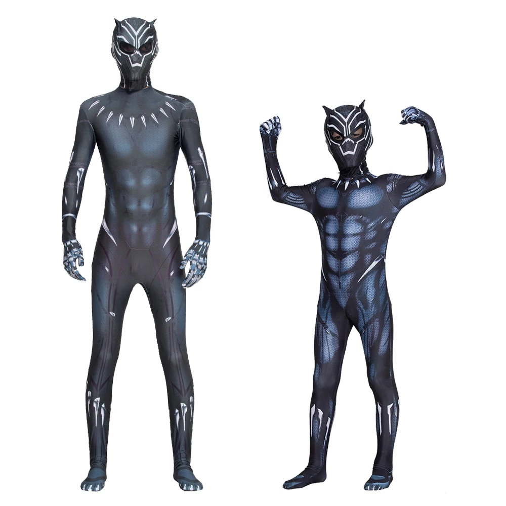 
Halloween Black Panther men costume Boy kids Adult Men Black Panther Children Cosplay Costume Jumpsuit Bodysuit Costume For Kids 
