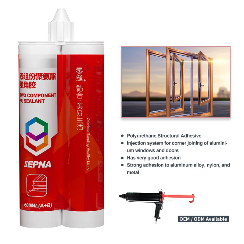 bicomponent cartridge polyether urethane adhesive sealant for aluminum alloy window corner system