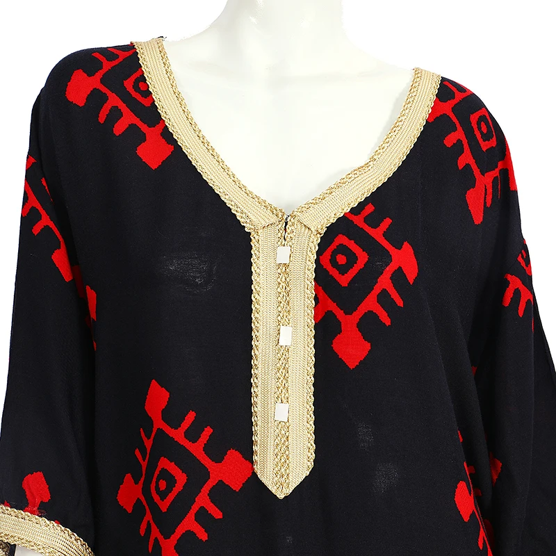 Dubai africa kaftan abaya islamic clothing femm robe breathable prints black long turkish muslim dress for women