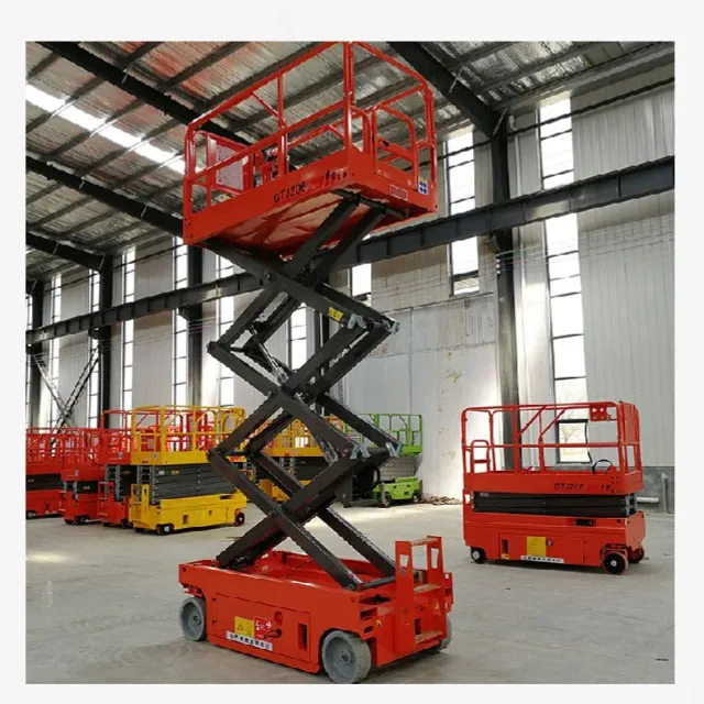 8m 14m man lifting automatic scissor lift hydraulic Scaffolding self propelled warehouse scissor lift High stability.