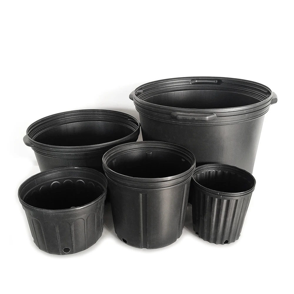 cheapest lightweight flower pot black nursery pot plastic gallon pots