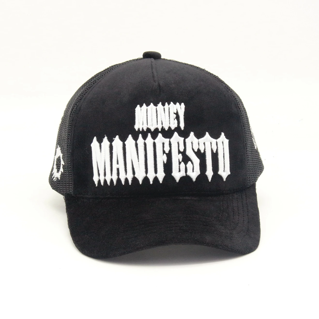 Black velvet 3d embroidery custom snapback 5 panel mesh trucker caps