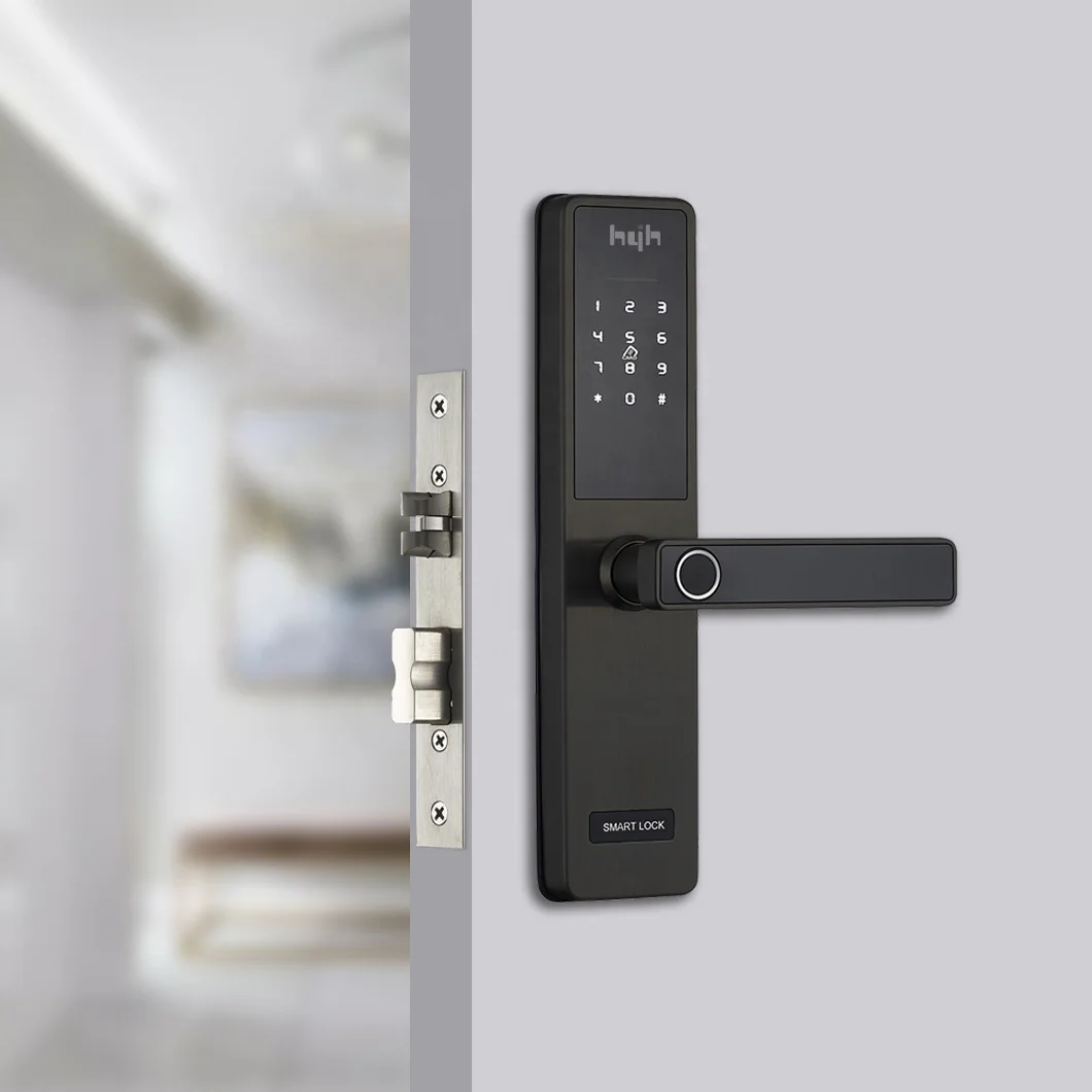 Guangdong-hyh Hardware Blue-tooth Bedroom Best Fingerprint Tuya Wooden Smart Door Lock With TT Hotel System