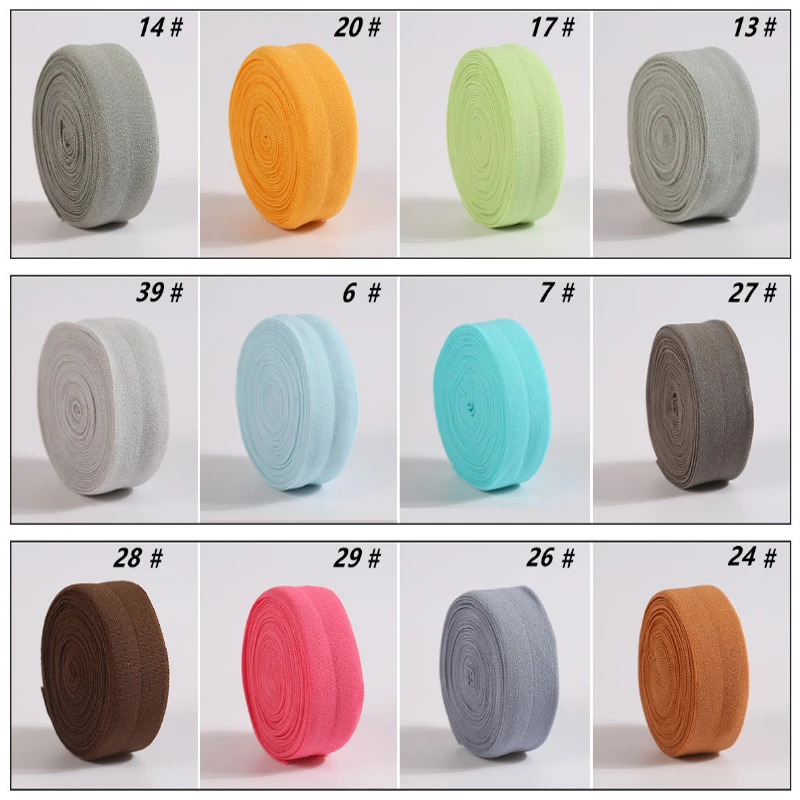20mm  wholesale roll packing 40 colors  fold over elastic band binding bias tape