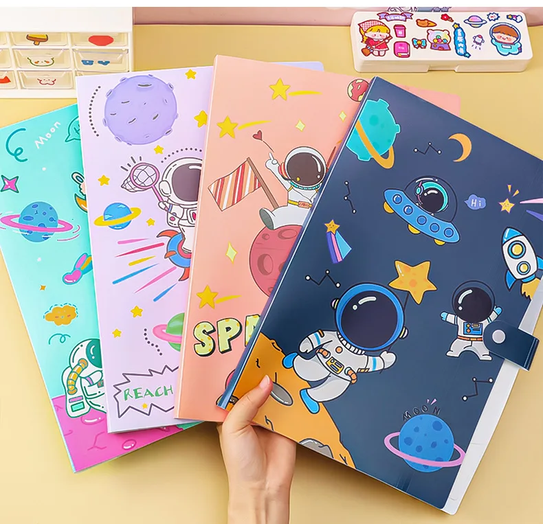 Cartoon astronaut organ bag astronaut file folder student A4 test paper finishing storage folder