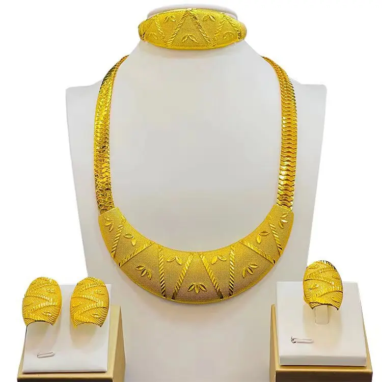 Hot Sale 18K Gold Plated  Brazilian Gold Jewelry Bridal Wedding Fashion Jewelry Jewelry Sets