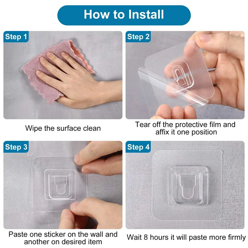 Double Sided Adhesive Wall Hooks Traceless Wall Snap Hook for Picture Bathroom Kitchen