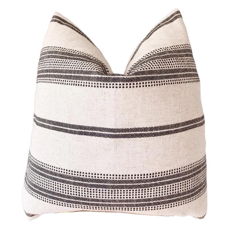 Decorative Neutral Farmhouse Striped Pillow Cover