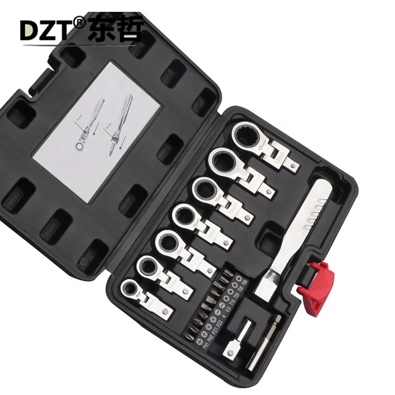 20 Pieces Interchangeable Head Bit Ratchet Driver Wrench Repair Wrench 180 Degree Rotating Ratchet  Wrench