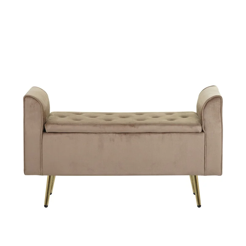 Bedroom Luxury Golden Metal Leg Velvet Shoe Ottoman Bench