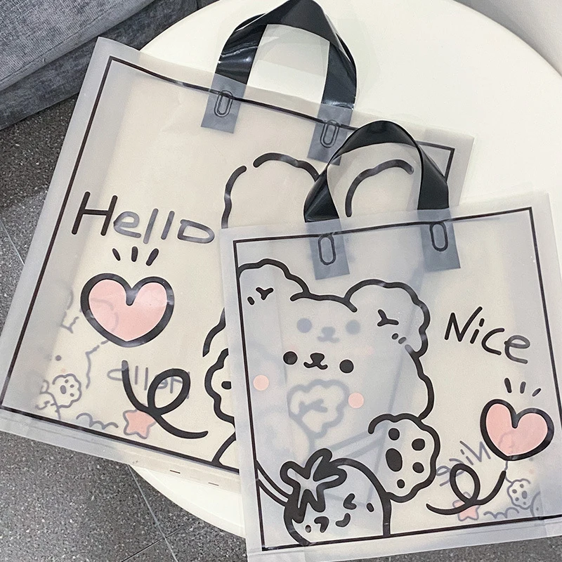 Wholesale Clothing Stores Transparent Tote Bags Plastic Clothes Shopping Gifts Packing Bags