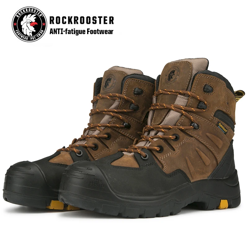 Кожаные защитные ботинки ROCKROOSTER, водонепроницаемая защитная обувь для мужчин, ботинки для майнинга, композитные защитные ботинки ToeCap, Рабочая обувь для рабочих