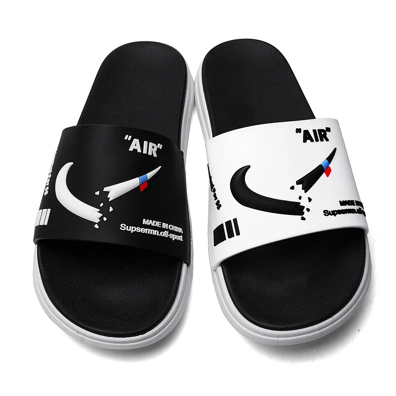 Men Women Thick Soled EVA Classic White Black Breathable Flat Waterproof Outdoor Slippers Anti-Skid Slides