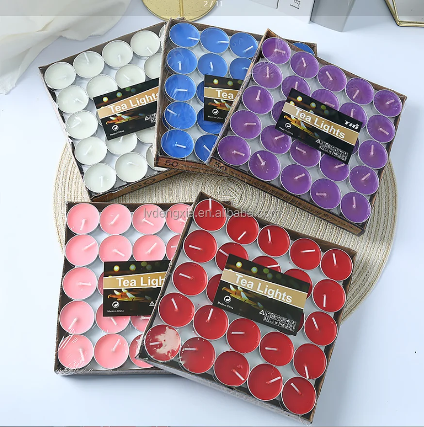 14g 4hrs Wholesale Unscented Paraffin Wax Free Natural Tea Light Color Tea Candles for Diwali Festival