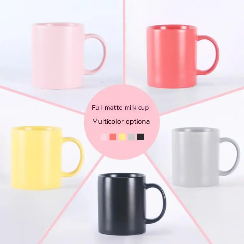 Creative simple macaron color household ceramic mug breakfast water cup small clear cup custom logo text