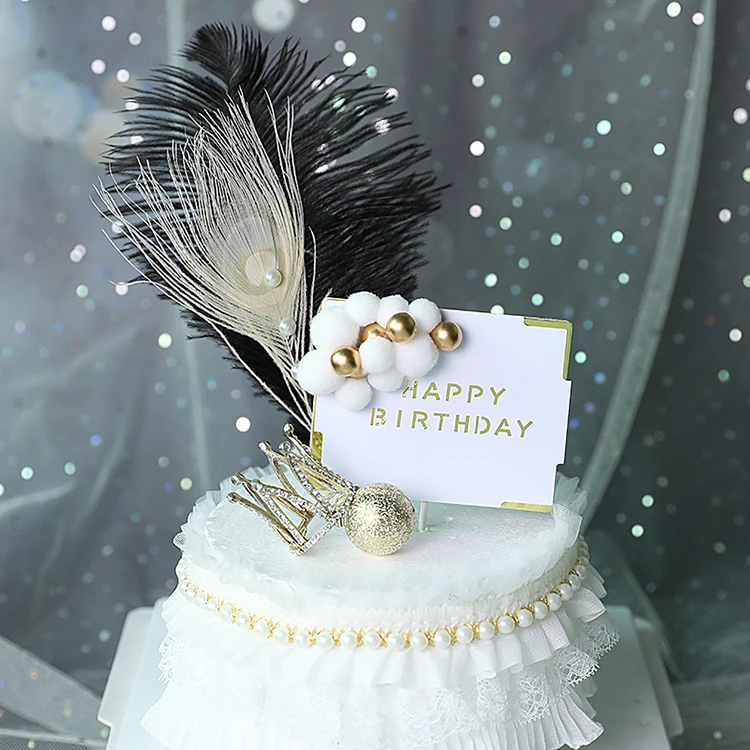 Its a Girl Happy Birthday Cake Topper Birthday Festival Party Baking Feather Cake Topper Decor Supplies Topper
