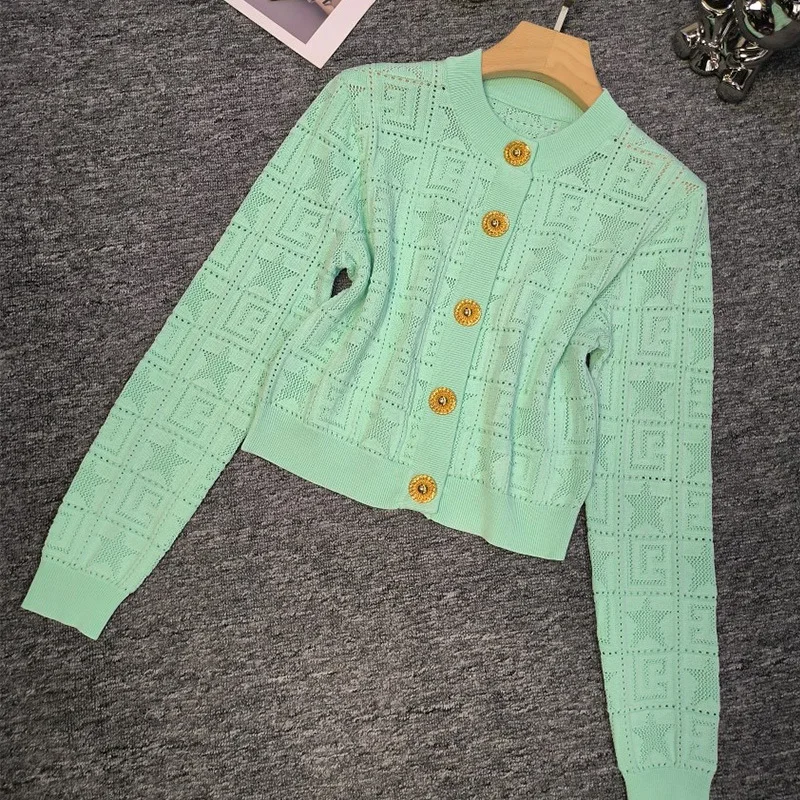 New dropshipping women ladies hot fashion round neck knitted sweater cardigan