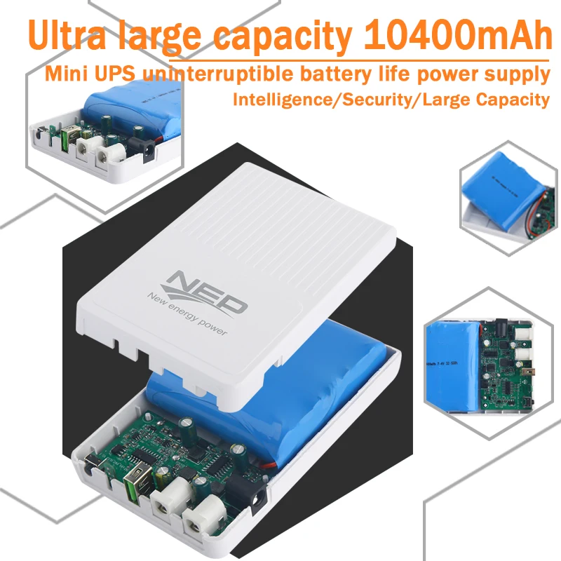 Мини DC UPS9V5V12V со встроенным аккумулятором 13400 мАч Трехфазная Молниезащита 1000Va емкость для Wi-Fi маршрутизаторов и CCTV