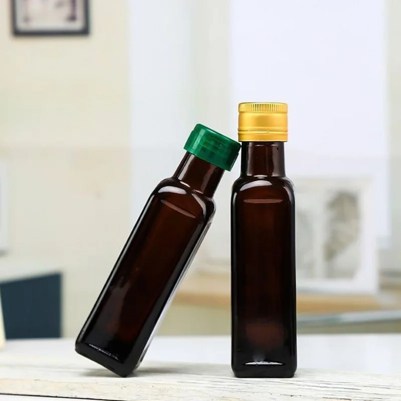 Оптовая продажа, стеклянная бутылка с черновато-зеленым оливковым маслом, 100 мл, 250 мл, квадратные бутылки с оливковым маслом с крышкой