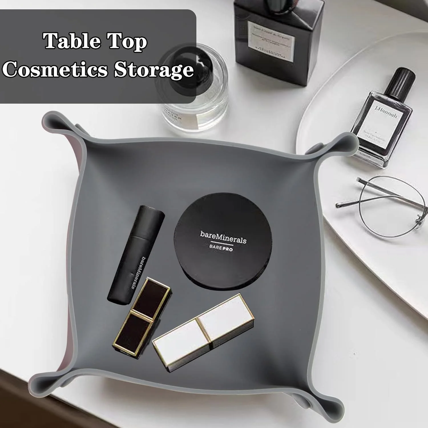 Silicone Collapsible Board Game Storage Bowl, Portable Folding Tray Accessory Holds Tabletop Bits, Dices for Party Game