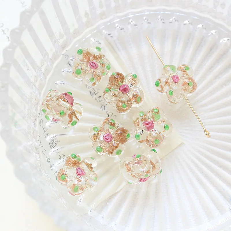 Handmade Gold sand Flower beads DIY Jewelry Bracelet and Necklace Beaded Accessories Mixed Color Loose Beads