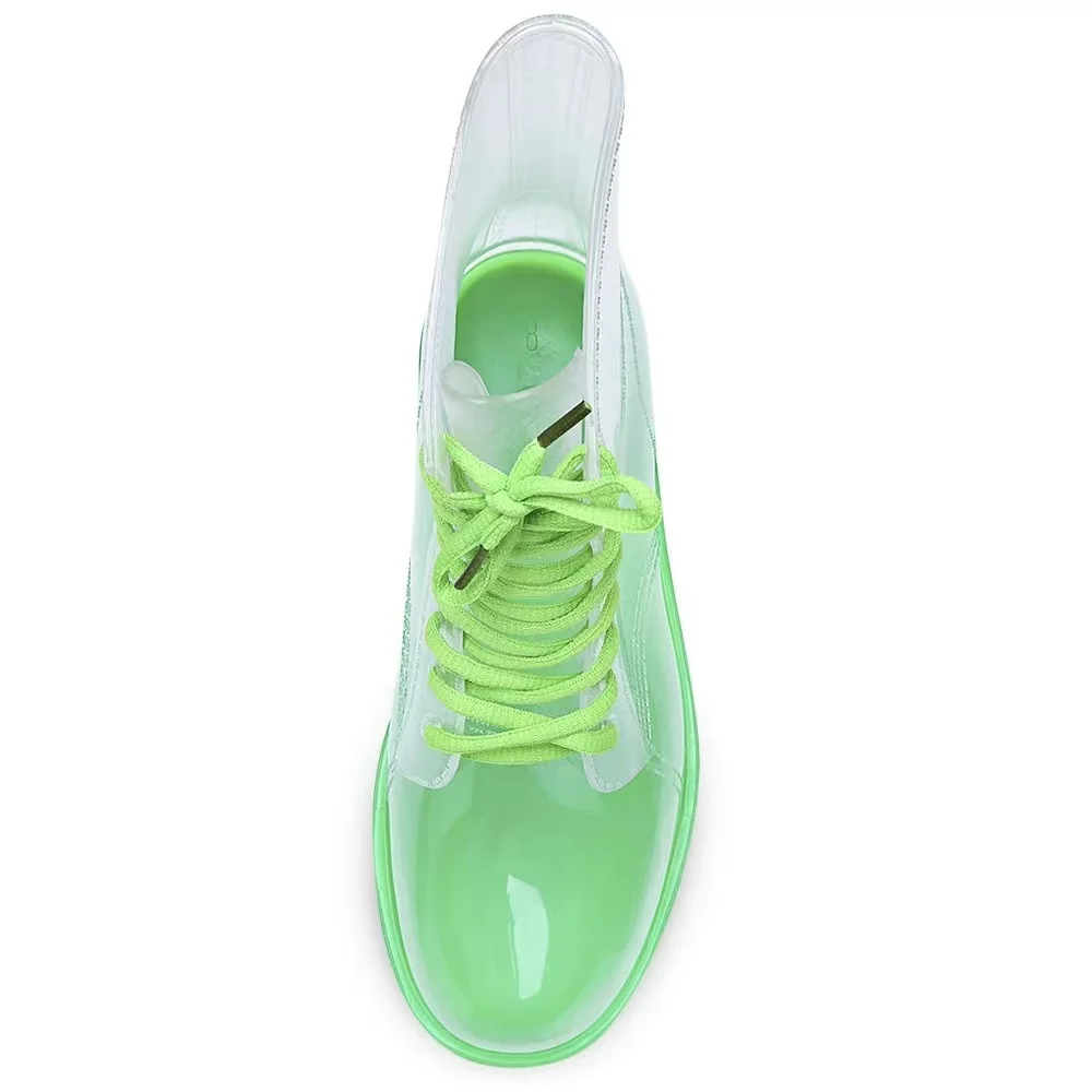 Fashion Design In 2023 Non Slip Waterproof Middle Barrel Transparent Clear Rain Boots For Ladies