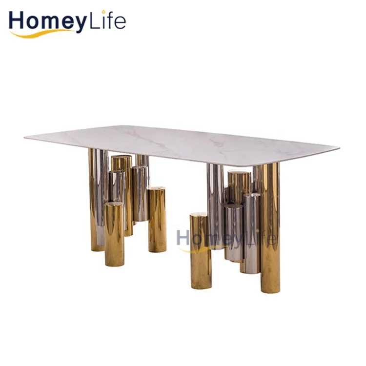 Custom modern marble dining table set 8 seater for city home furniture image