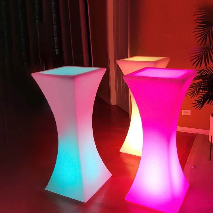 Wholesale Modern 16 Color-Changing Table Led Outdoor Waterproof Light-Emitting Plastic Bar Table Rental For Outdoor Activities