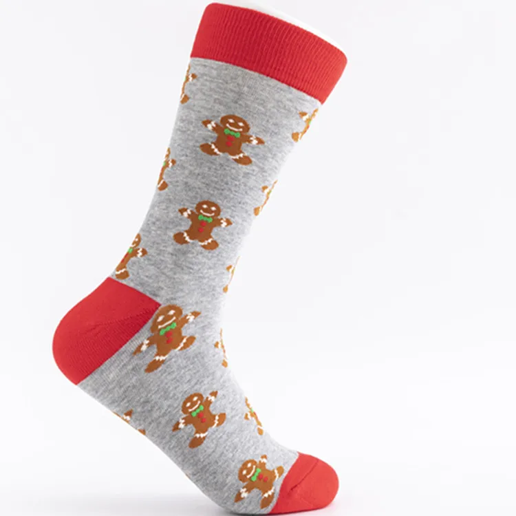 Wholesale custom made knitted snowflake socks with box funny Christmas socks men