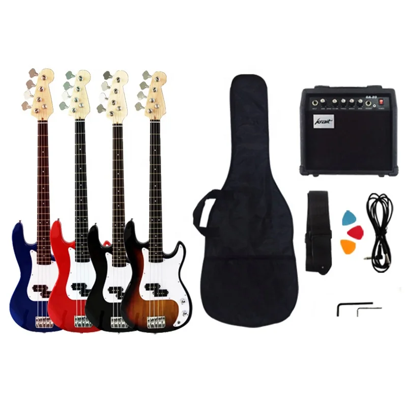 Krait Hot Sale Wholesale OEM electric bass set bass with amplifier high quality cheap learning bass Factory outlet