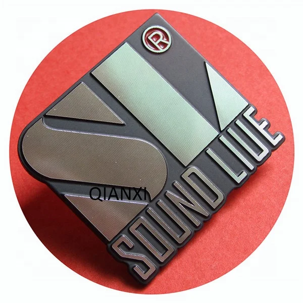 High Quality Injection Moulded 3d Name Plate Badges Die Struck Emblems Diamond Cut Nameplate