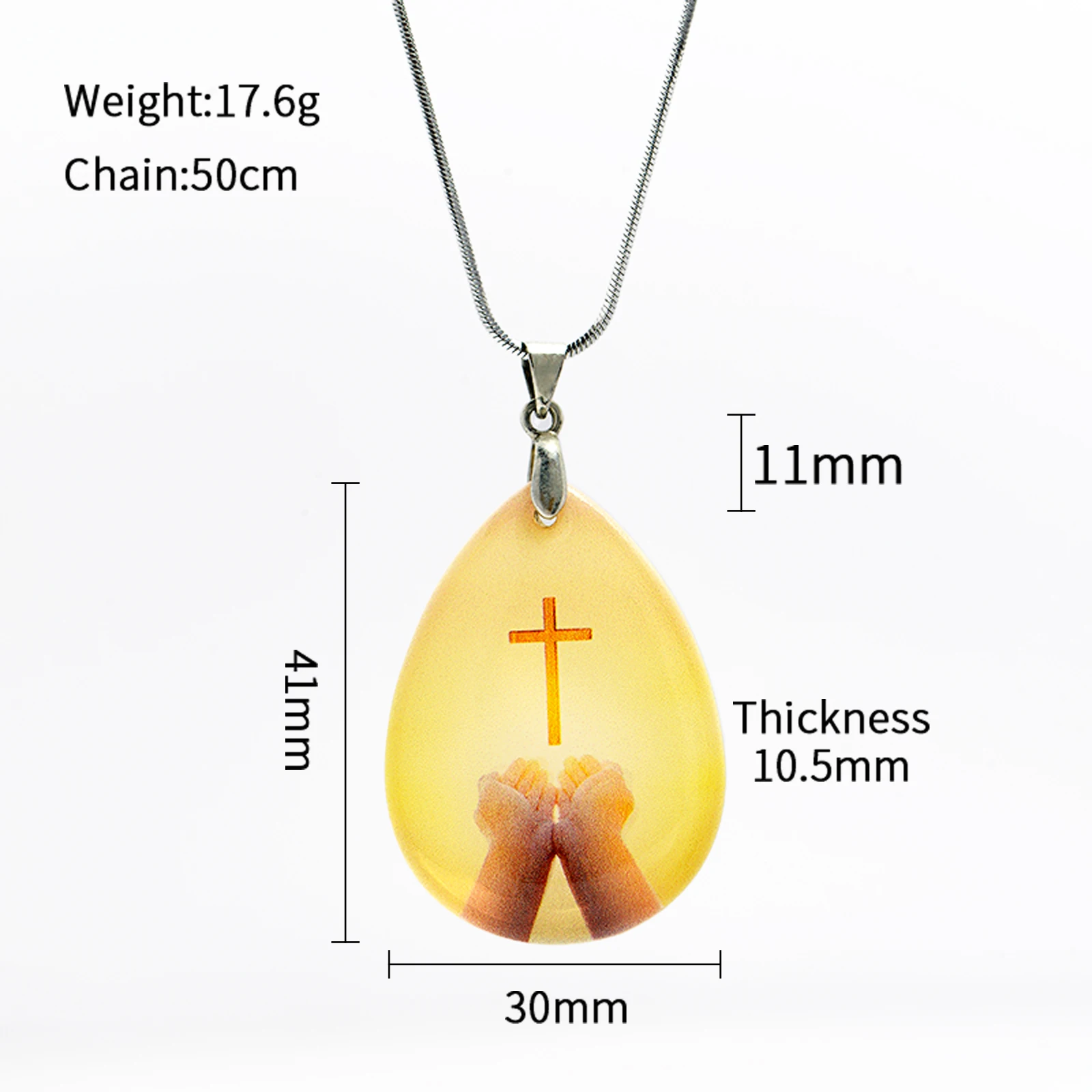 Crystal pendant necklace religious gift Drop shape crystal with stainless steel chain of Snake chain and can be custom images