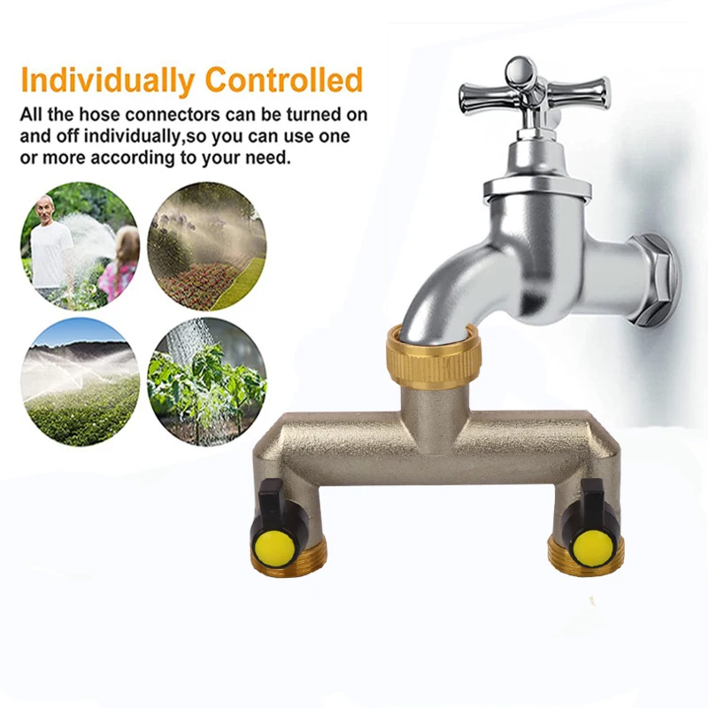 ODM 2 Way Heavy Duty Brass 3/4 Inch Garden Tools Plants Pots Gates Shears Garden Hose Splitter Metal Copper OEM Express/air/sea