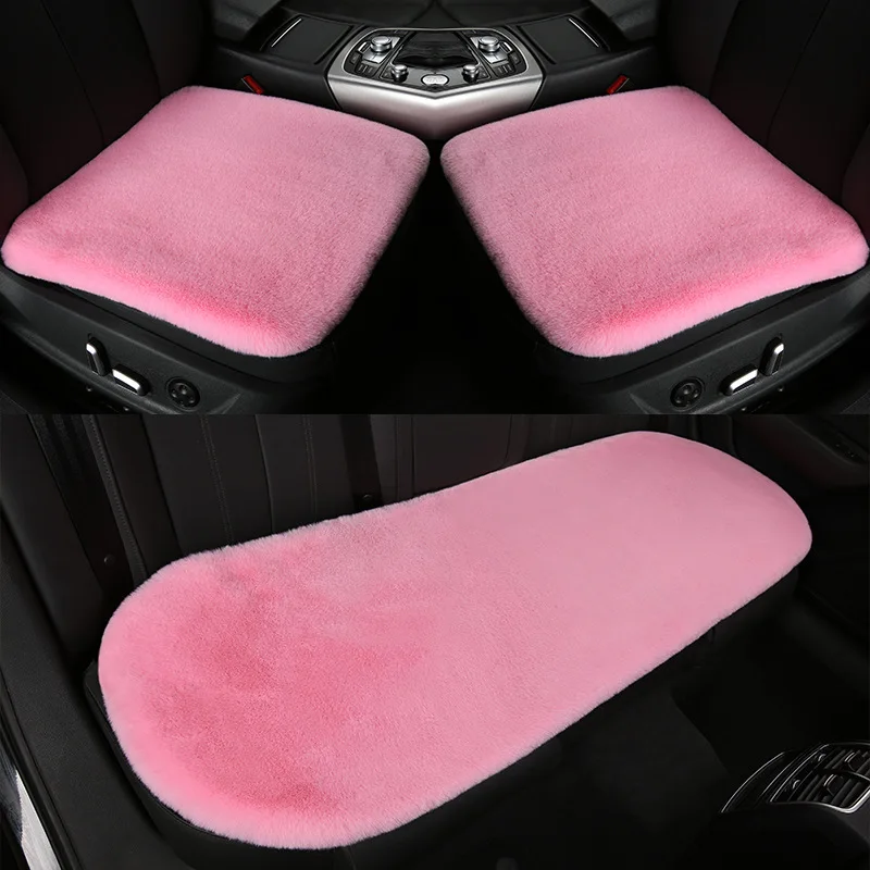 Wholesale polyester FAUX Fur Rex rabbit Velvet Plush warm car seat mat seat cushion for winter