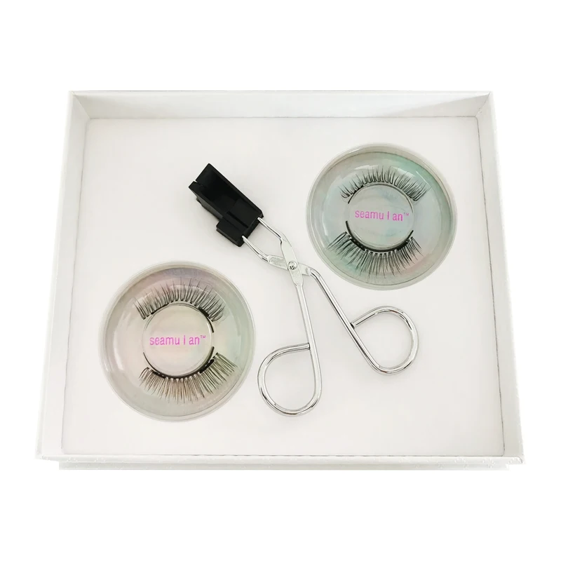 seamulan magnetic eyelashes 2 prs with twzeer big packaging box