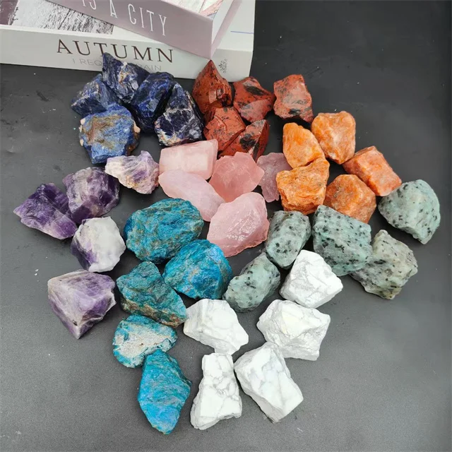 Wholesale crystal spiritual raw crystal stones natural multi color mix quartz crystal rough stone for Decor