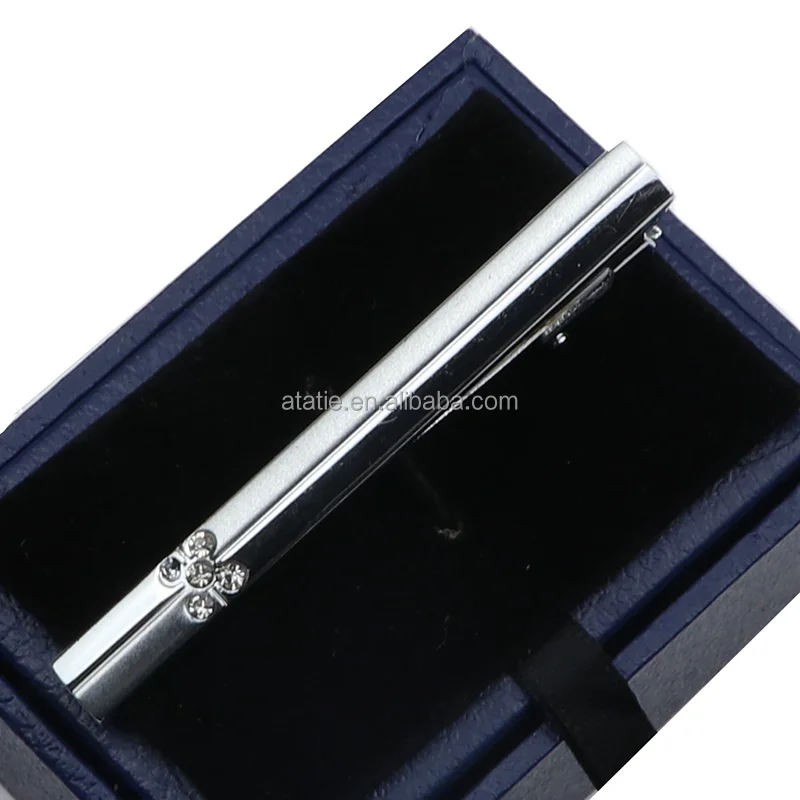 Must Buy Tie Clip Classic Trendy Men Sliver Crystal Jewel Metal Male Business Banquet Bar Necktie Clips Clasp Accessories Gift