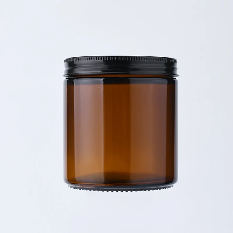 Custom Logo OEM 2oz 4oz 6oz 8oz Mini Brown Amber Round Candle Jar Empty Clear Amber Glass Jars For Candle