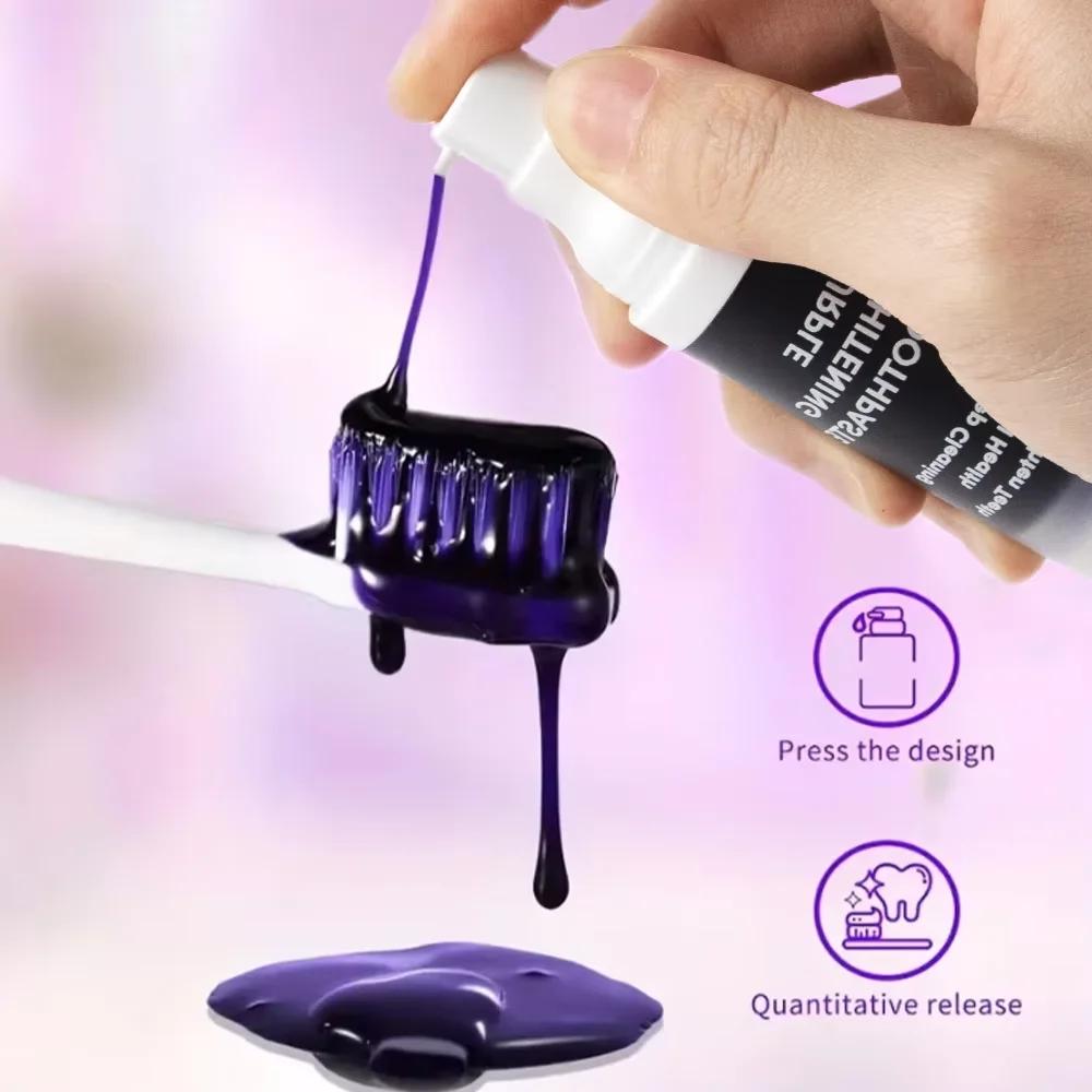 V34 Purple Toothpaste Teeth Whitening Accessories Whiten Tooth Toothpaste Home Brighten Tooth Remove Stains V34 Color Corrector