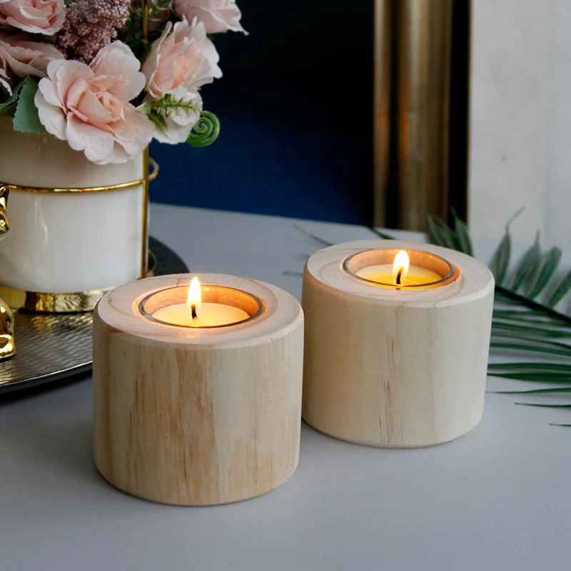 2021 Hot New Tealight CandleHolder Elegant Simple Wooden Candlesticks For Table And Home Decorative