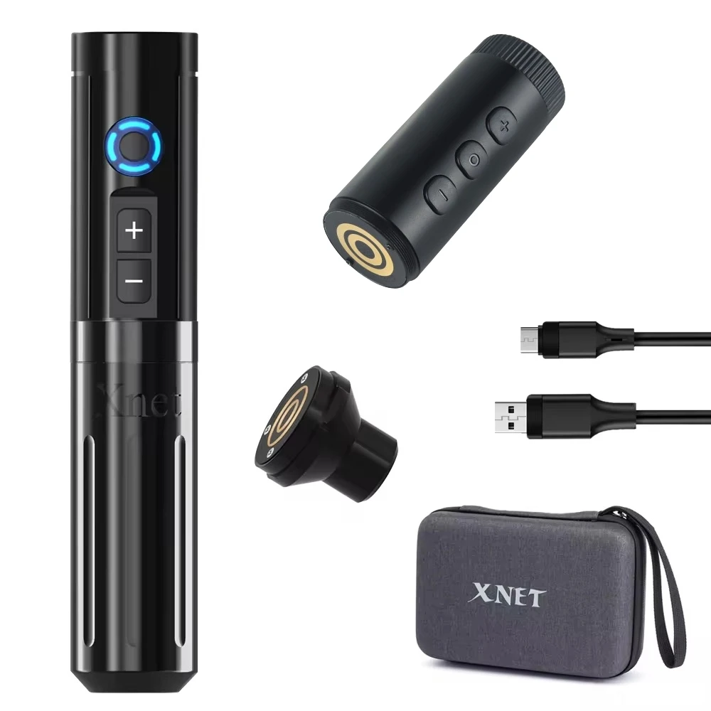 XNET Sage 1200mAh 3.5mm Stroke Wireless Permanent Makeup Machine Rotary Tattoo Machine Pen with Double Battery for Body Art