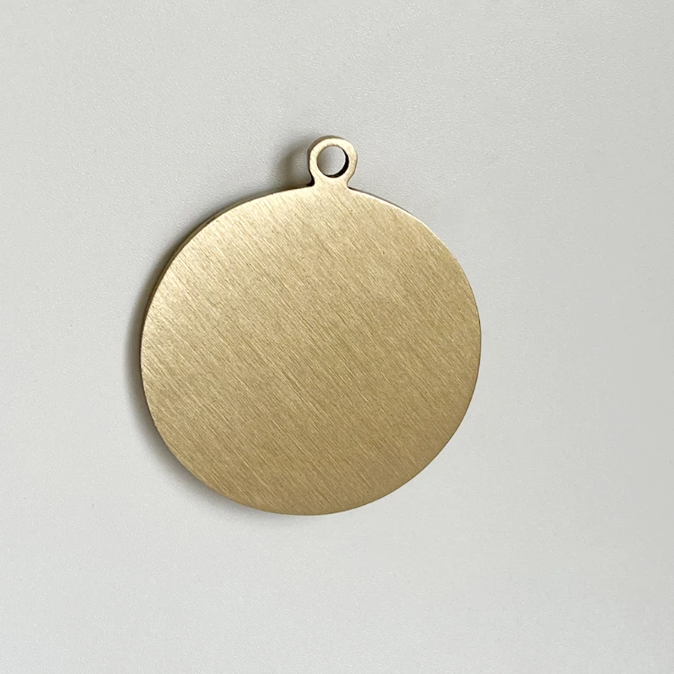 Custom Two-Sided Blank Outer Hole Round Shaped Nameplate Lettering Metal Plate Brass Dog Cat Tags Pendant For Wholesale