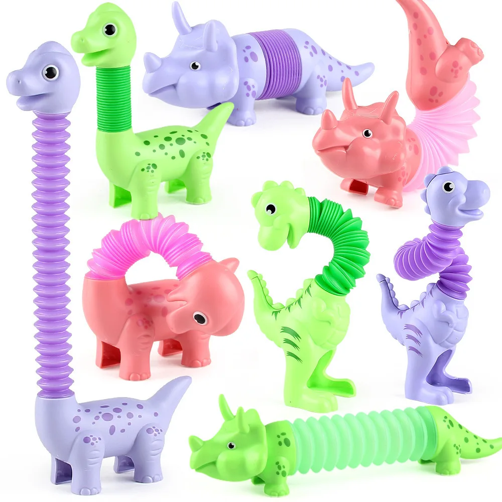 Hot Selling Cheap Price Telescope Tubes Sensory Toys Cute Animal Fidget Animal Dinosaur Stretch Toys
