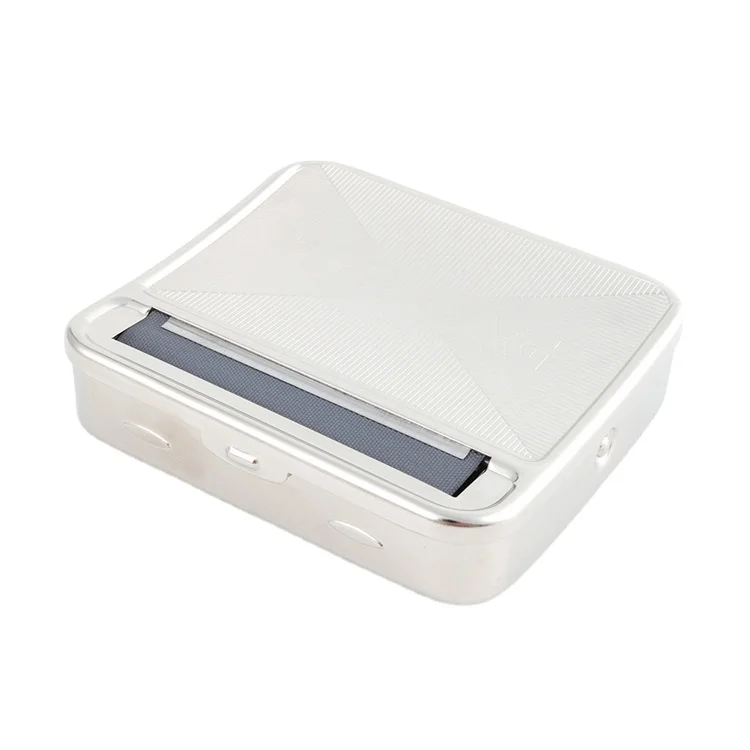 
TOBACCO stainless steel manual cigarette maker 78mm silver square pattern metal cigarette case 