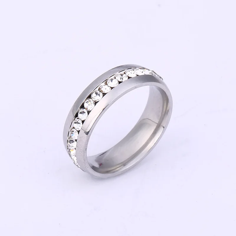 Hot selling Titanium Steel Ring Single Single Row Rhinestone Inlaid Exquisite Ring Stainless Steel Waterproof Jewelry Wholesale