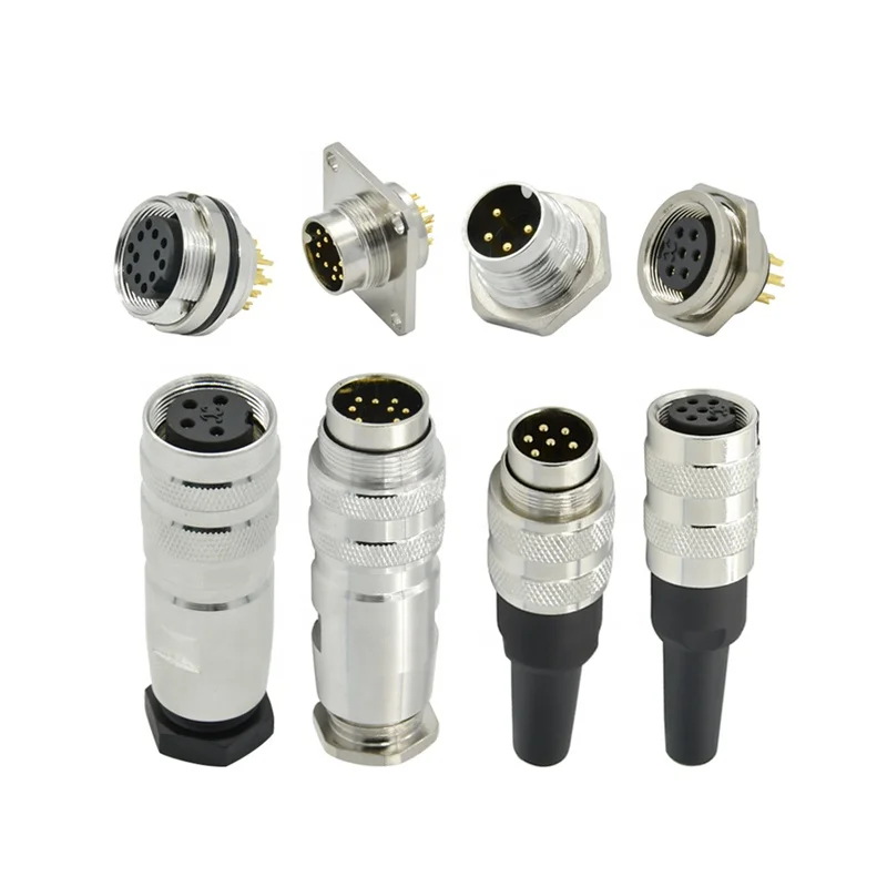 M16 Straight 2 3 4 5 6 7 8 12 14 19 24 Pin Male Female Soldering Metal Plug Automotive Field Assembly Connector