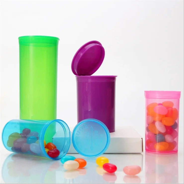 Wholesale High Quality Pop Top Pill Bottle Waterproof External Airtight Storage Jar Container Lid Plastic Pop Top Bottle Tube