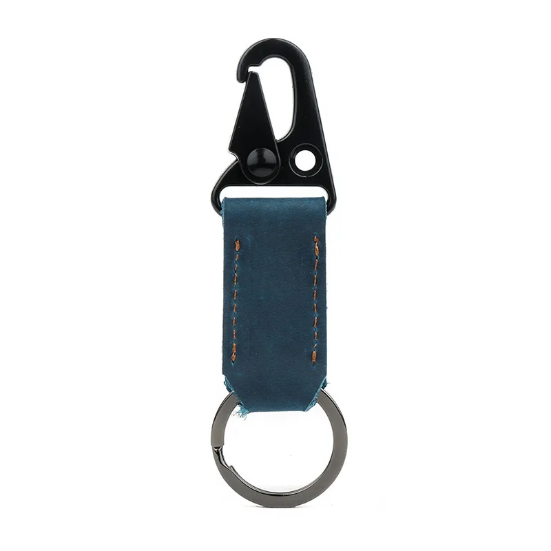Crazy Horse Genuine Leather Keychain Key Fob Holder With Carabiners Handmade Gift