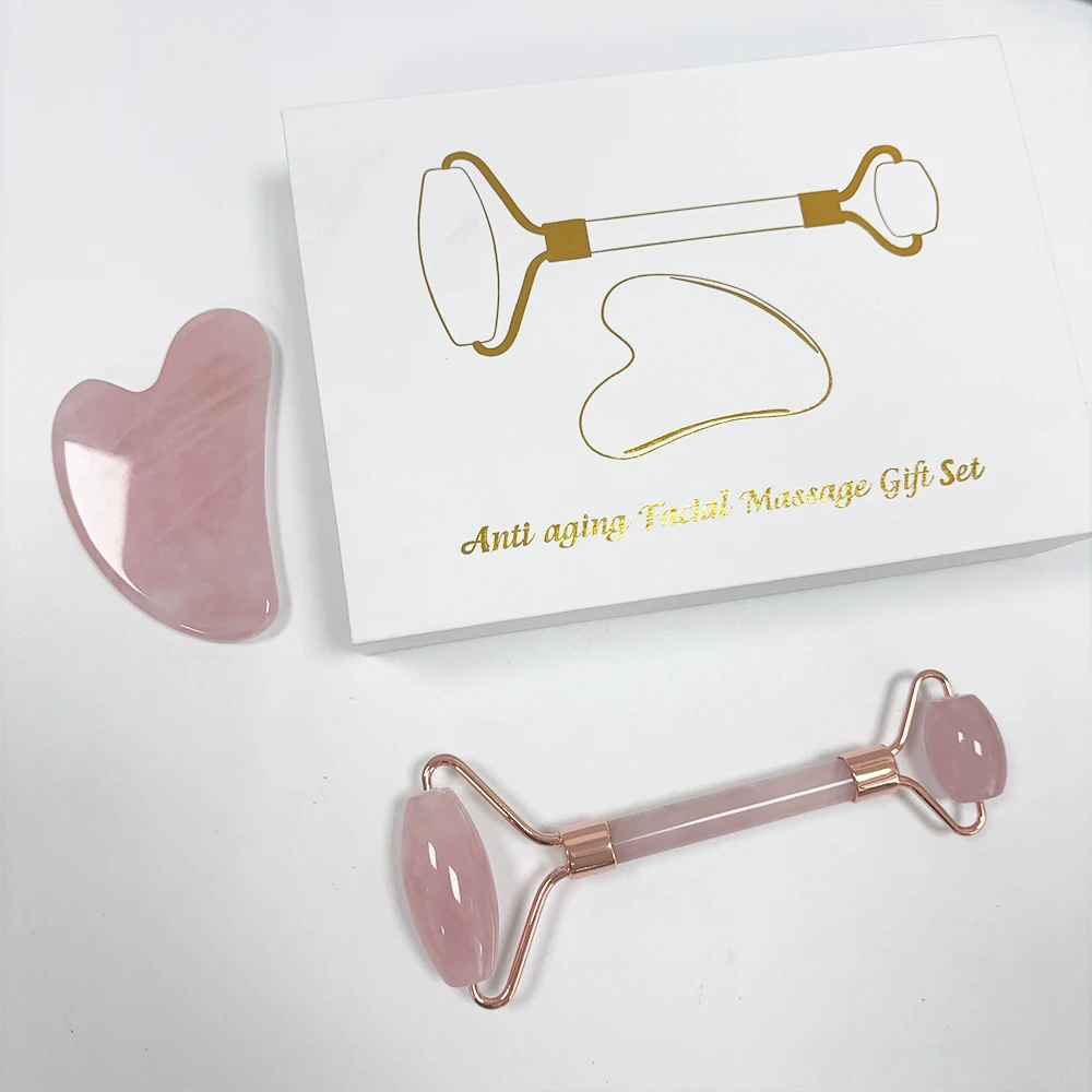 Dahui ролик из белого нефрита и Gua Sha набор только розового кварца массажный натурального