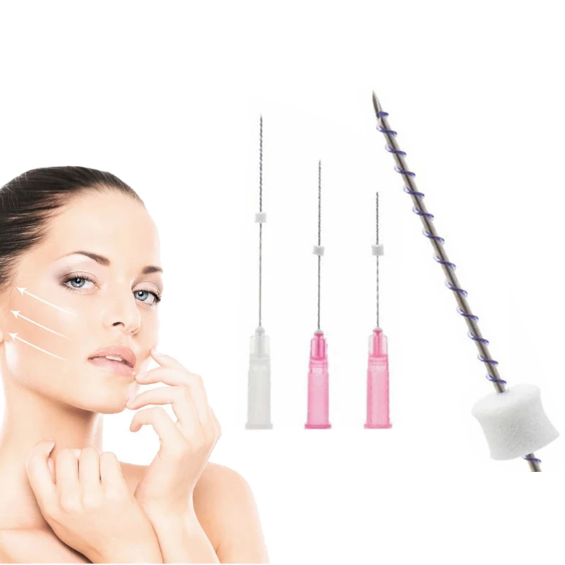 Hot sell cog threads PDO PCL PLLA face lift threads 21g60mm fox eye 19g 21g